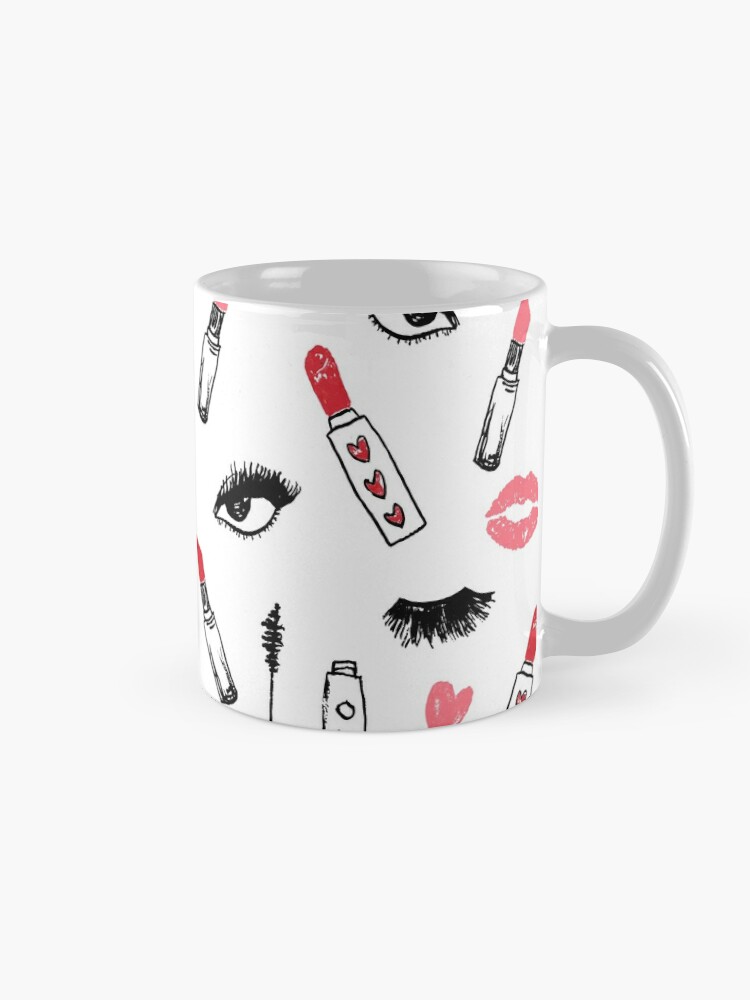 Makeup valentines day red and pink lipstick kiss eyelashes Coffee Mug for  Sale by charlottewinter