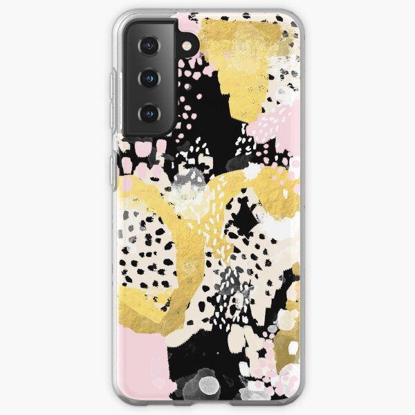 Simone - abstract painting gold foil trendy hipster pastel pink modern trendy colors decor college Samsung Galaxy Soft Case