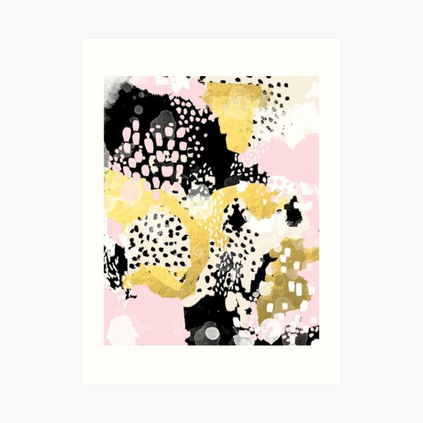 Simone - abstract painting gold foil trendy hipster pastel pink modern trendy colors decor college Art Print