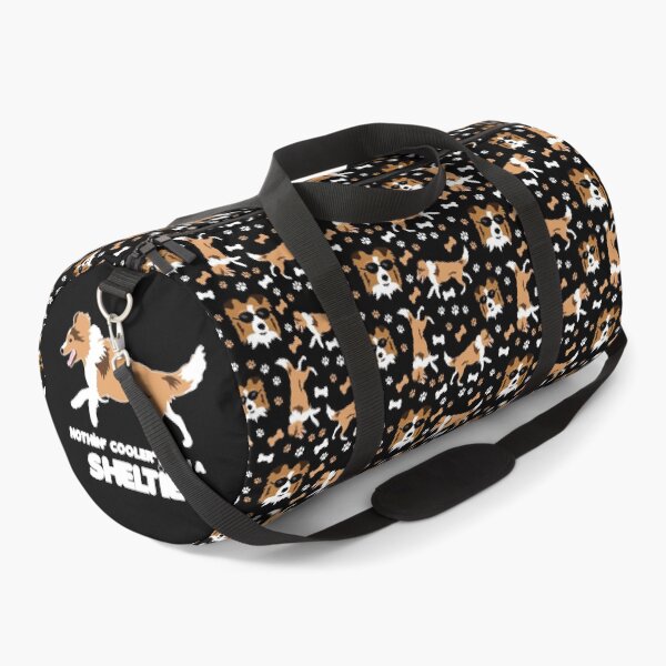 Shetland Sheepdog Sheltie Pattern Miniature Collie Dog Breed in Black Duffle Bag