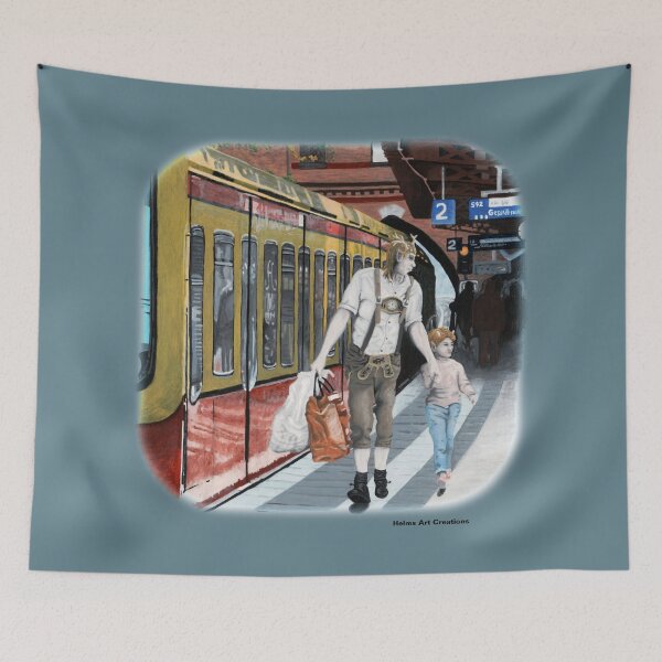 Item preview, Wood Elf Family Train Trip Fantasy Image designed and sold by HelmsArt.