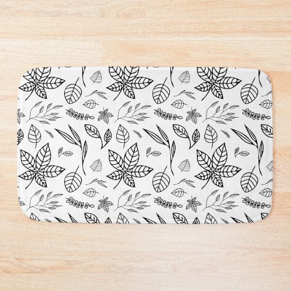 Item preview, Black and White Leaf Doodle Pattern designed and sold by Greengate Images.