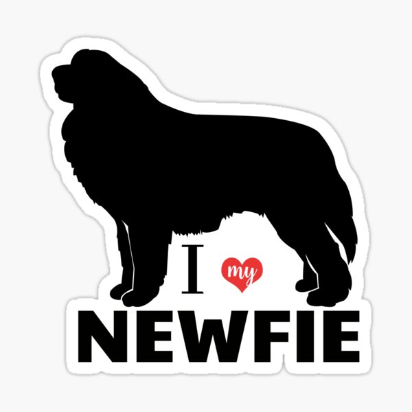 Newfie Pattern in Red Newfoundland Dogs with Hearts Sticker