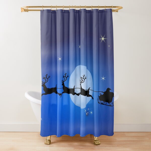 SANTA AND HIS REINDEERS Shower Curtain
