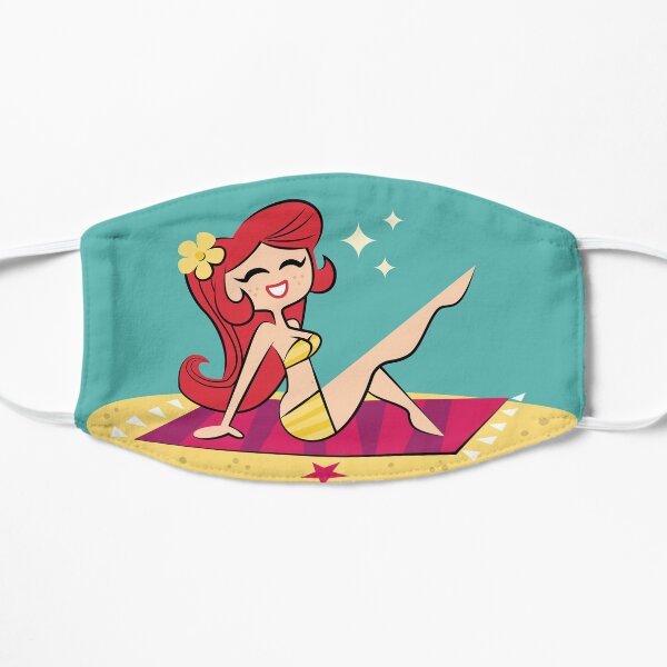 Retro Beach Redhead Pinup Mask