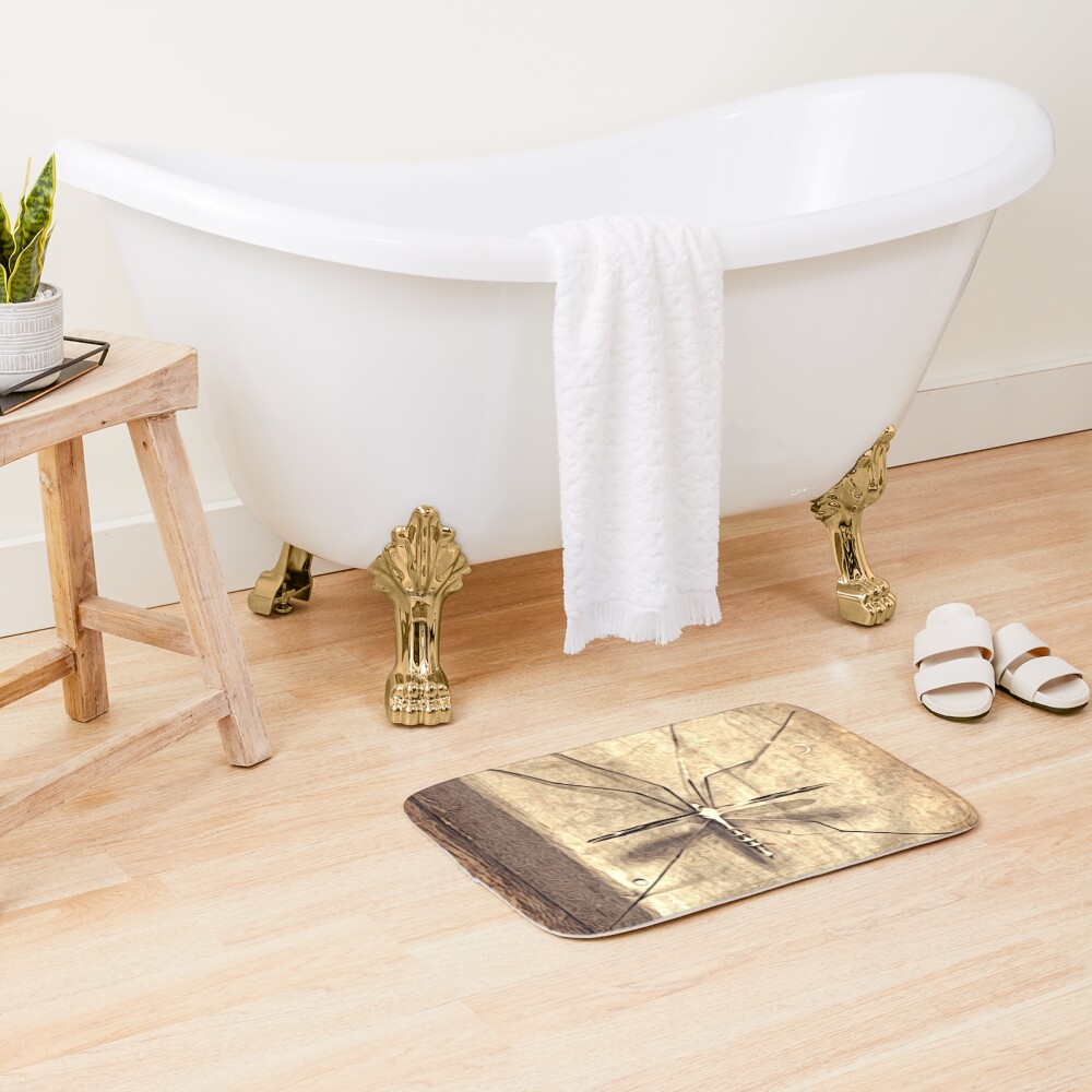 Bug Lover Gift - Leggy Beauty - Crane Fly - Entomologist Birthday Bath Mat