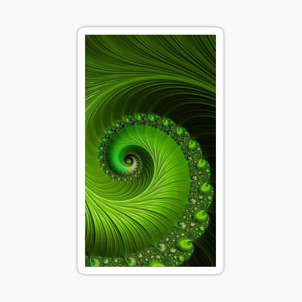 Curled Green Leaf Fractal Abstract Sticker
