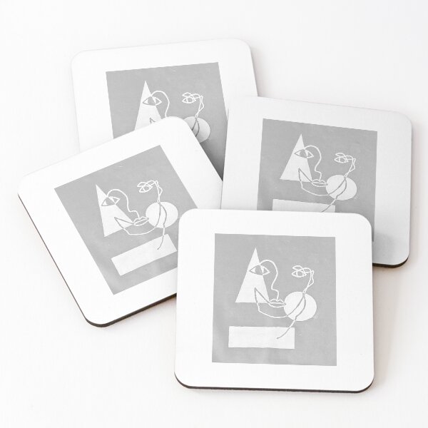 Item preview, Abstract Face w/ Geometric Minimalist Shapes Sketch (Grey) Available as a Sticker, Print, and Apparel designed and sold by JaidenBirdie.