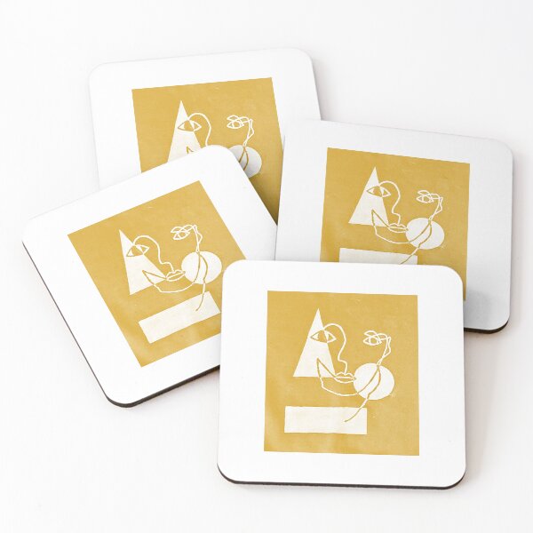 Item preview, Abstract Face w/ Geometric Minimalist Shapes Sketch (Yellow) Available as a Sticker, Print, and Apparel designed and sold by JaidenBirdie.