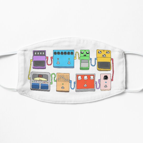 GUITAR PEDALS Recording Studio Engineer Guitarist Gear Foot Effect Pedals Music Illustration Mug Sticker T-Shirt Etc... Flat Mask