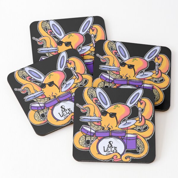 Item preview, Cartoon Octopus Drummer Drumming Purple and Orange designed and sold by ampheebian.