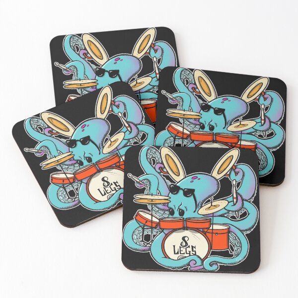 Item preview, Cartoon Octopus Drummer Drumming Aqua and Red designed and sold by ampheebian.