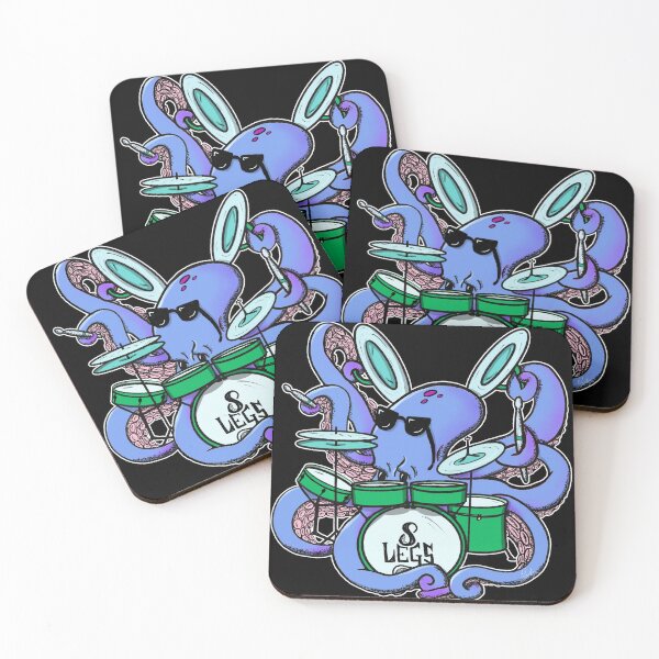 Item preview, Cartoon Octopus Drummer Drumming Purple and green designed and sold by ampheebian.