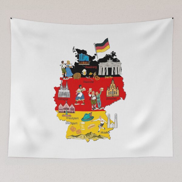 Item preview, Germany Map, Oktoberfest, major cities and Landmarks Map of Germany with flag background designed and sold by mashmosh.