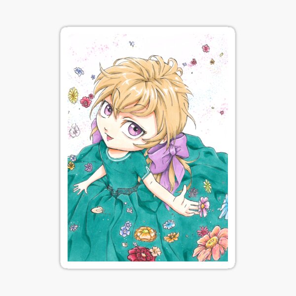 Petite fille en fleur Sticker
