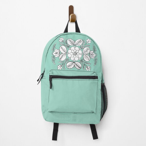 Item preview, Floral Wedding Print Norwegian Rosemaling Inspired Seafoam Green designed and sold by KjirstenLogan.