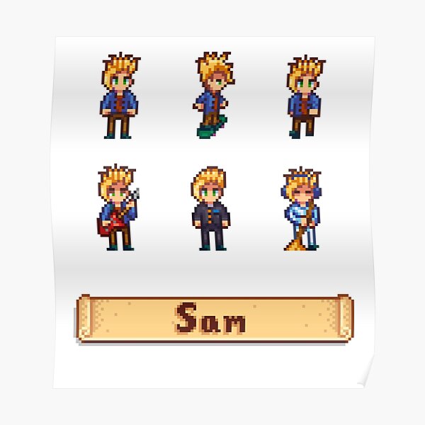 Stardew Valley Sprites Sam Poster By Kathdvd Redbubble