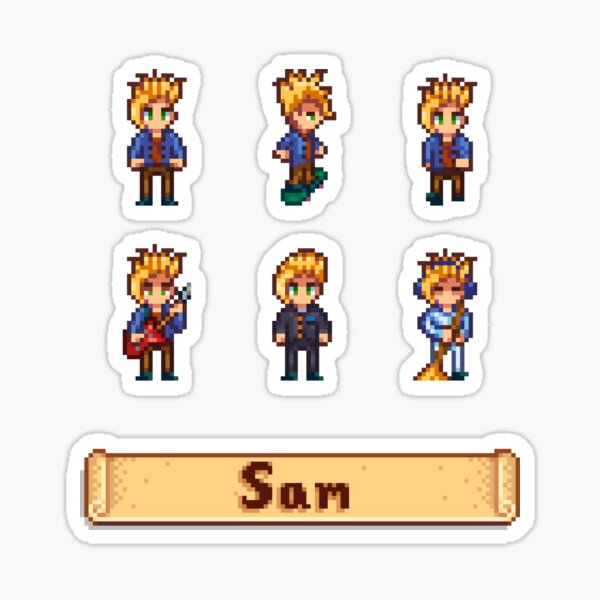 Stardew Valley Sprites Sam Sticker By Kathdvd Redbubble