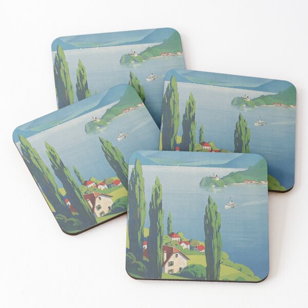 Item preview, Lake Annecy, France Vintage Travel Poster designed and sold by vintagevivian.