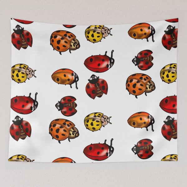 Item preview, Red, orange and yellow ladybugs -A group of lady bugs is called a loveliness - purple background designed and sold by Artonmytee.