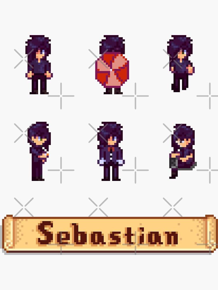 Thumbnail 3 of 3, Sticker, Stardew Valley Sprites - Sebastian designed and sold by kathdvd.