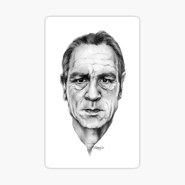 Tommy Lee Jones in no. 2 Pencil drawing Sticker