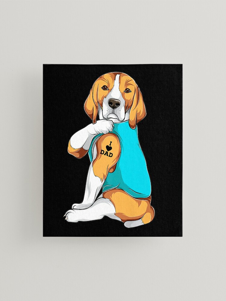 Lámina «Divertido Beagle Amo a papá Ropa tatuaje Perro Papá» de LechaMelikov | Redbubble