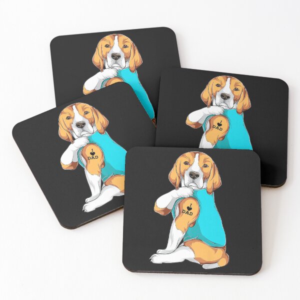 Item preview, Fun Beagle I Love Dad Tattoo Apparel Dog Dad designed and sold by LechaMelikov.