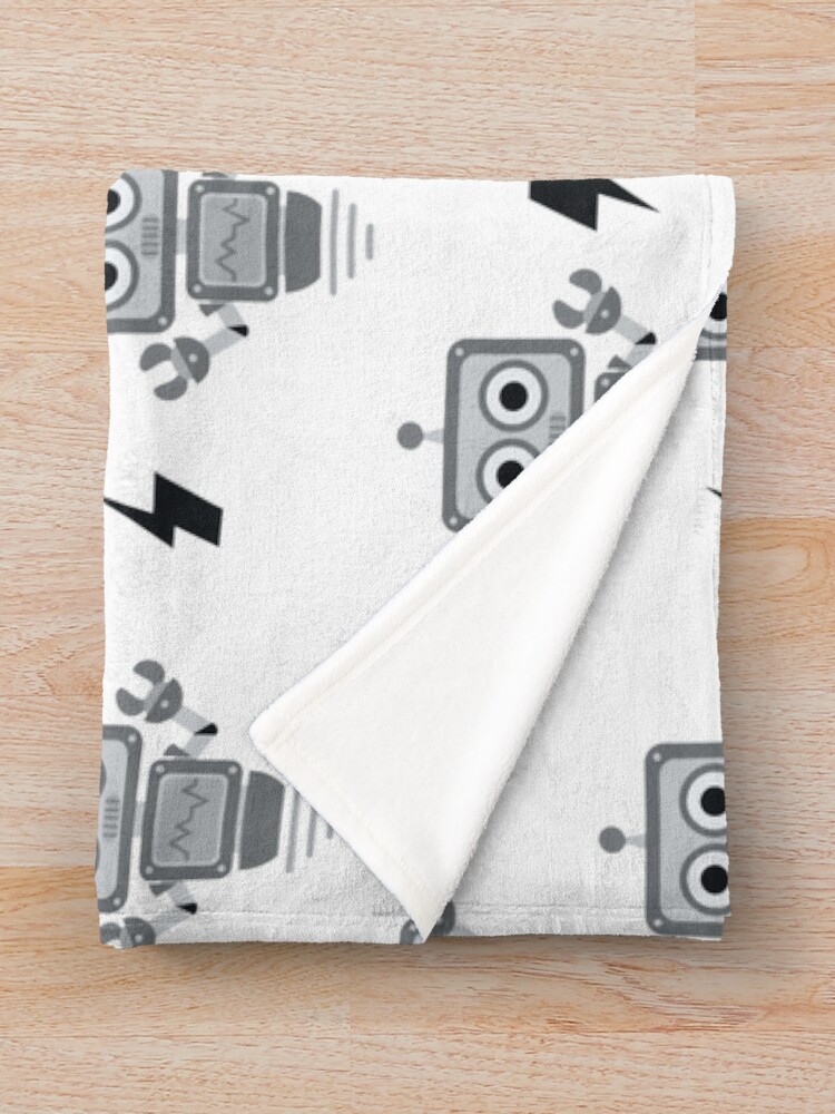 Thumbnail 3 of 6, Throw Blanket, Retro Robot designed and sold by TheVieLab.