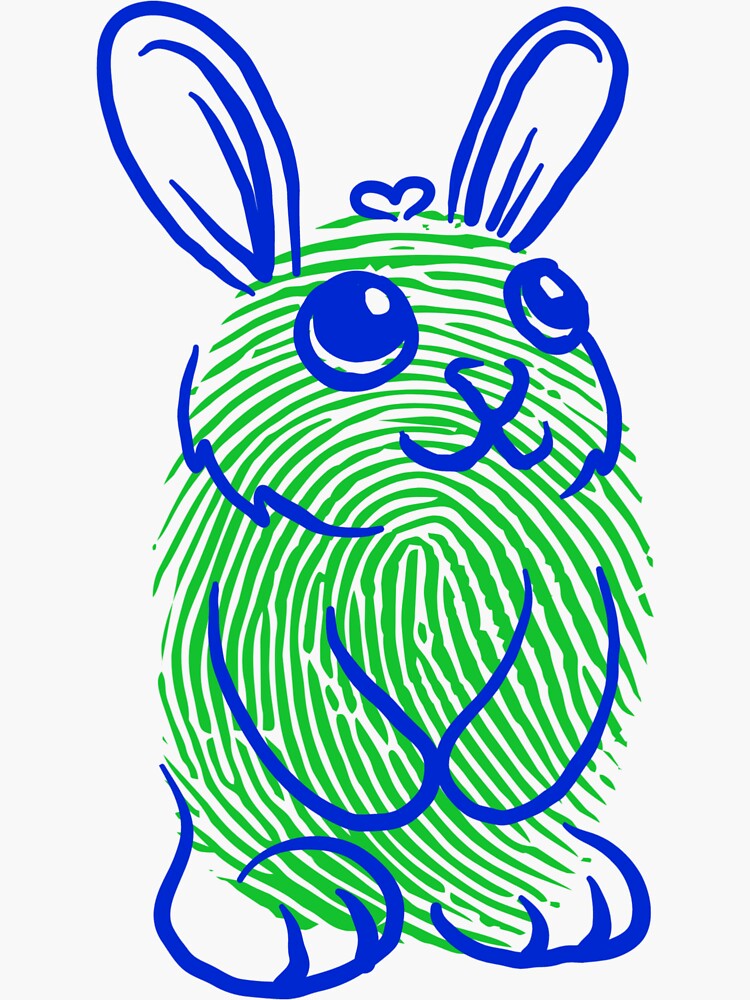 "Fingerprint Bunny" Sticker by FingerPrintsweb Redbubble