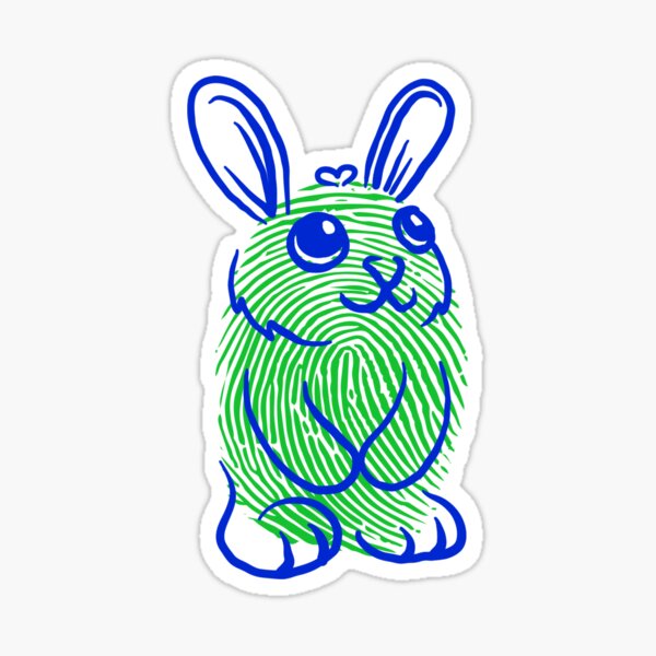 "Fingerprint Bunny" Sticker by FingerPrintsweb Redbubble