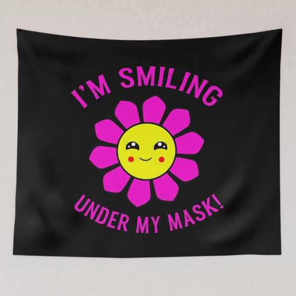 Item preview, I'm Smiling Under My Mask Pink Hippie Flower designed and sold by funnytshirtemp.