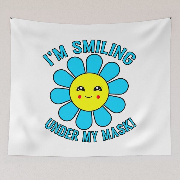 Item preview, I'm Smiling Under My Mask Blue Hippie Flower designed and sold by funnytshirtemp.
