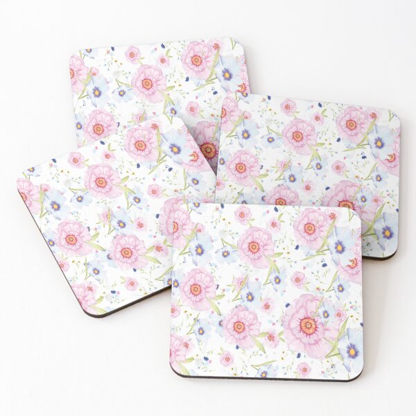 Item preview, Field of Delicate Pink and Blue Daisies designed and sold by Hanlar.
