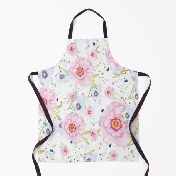 Field of Delicate Pink and Blue Daisies Apron