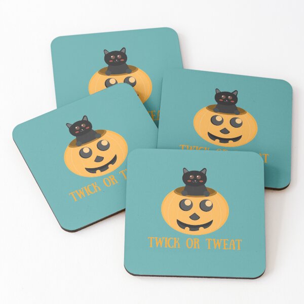 Item preview, Cute Halloween Cat in a pumpkin says twick or tweat designed and sold by twicetrader.