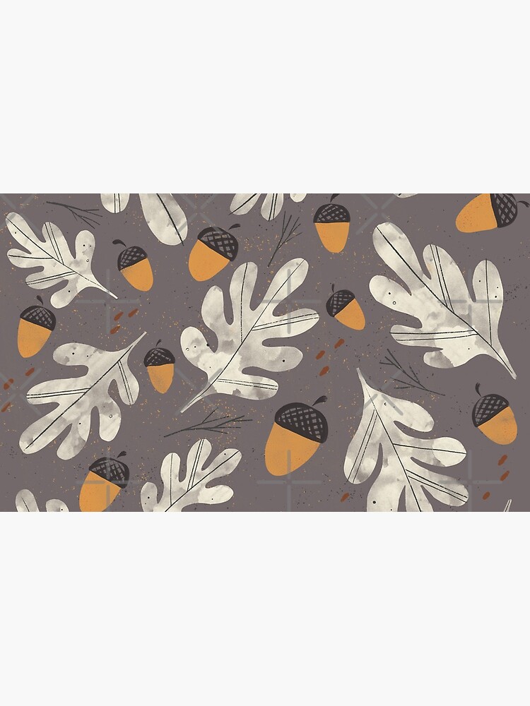 Vintage acorns and oak leaves pattern on dark background by GabiToma