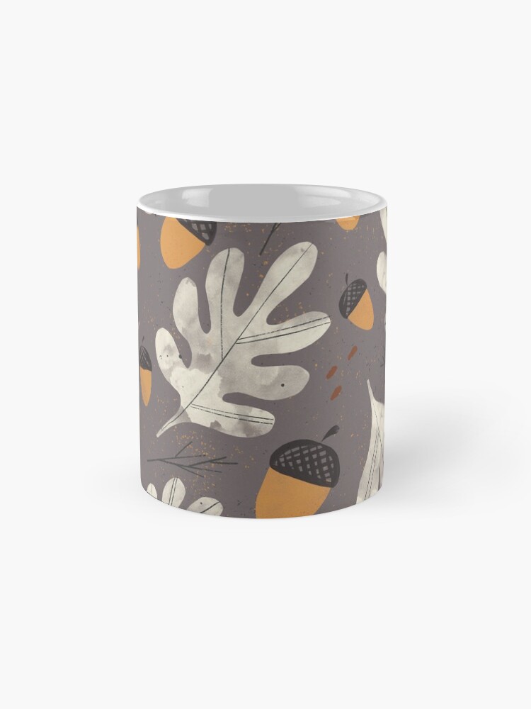 Alternate view of Vintage acorns and oak leaves pattern on dark background Mug