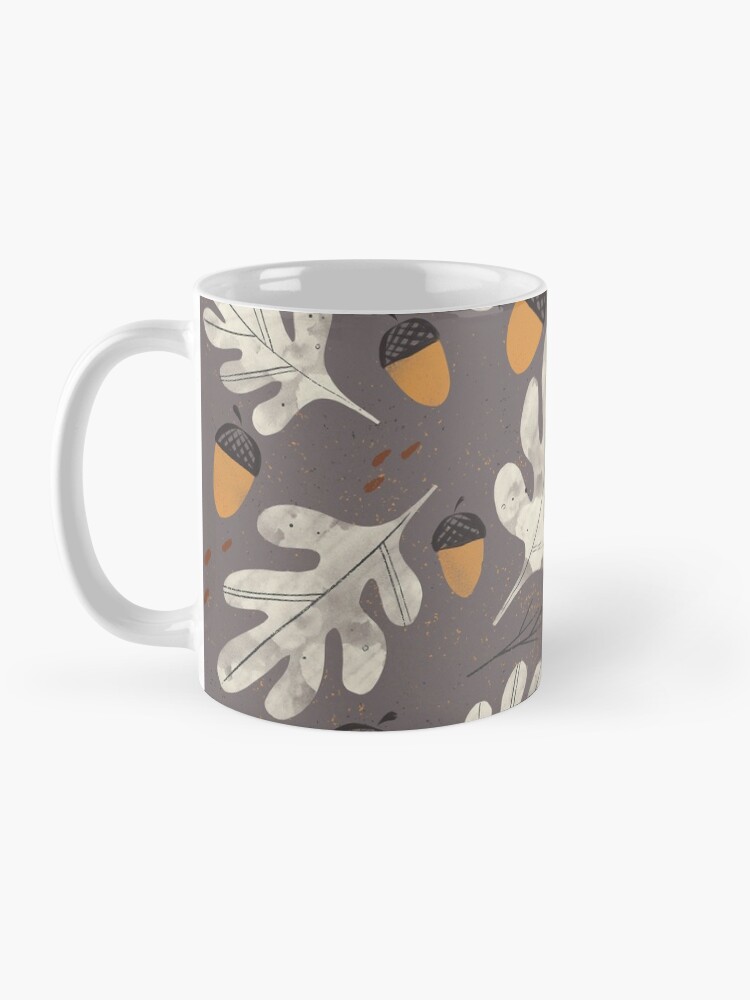 Alternate view of Vintage acorns and oak leaves pattern on dark background Mug