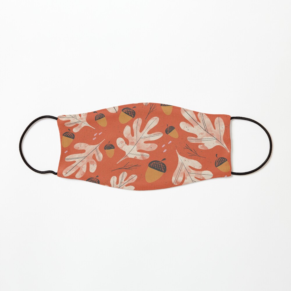 Vintage acorns and oak leaves pattern Mask