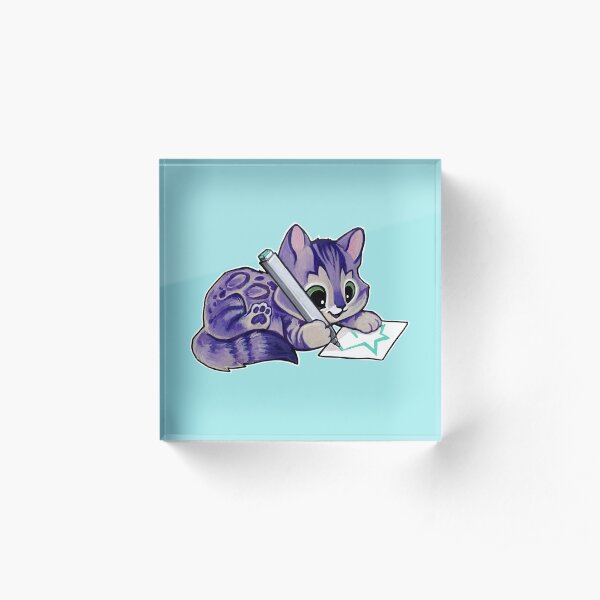 Purple drawing kitty Acrylic Block