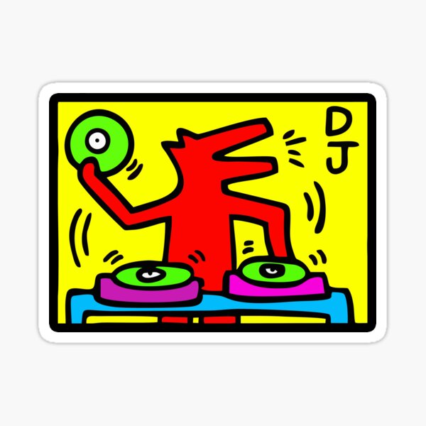 Keith Haring - DJ / 1988 / Talking Heads / Abstract / Pop Art Sticker