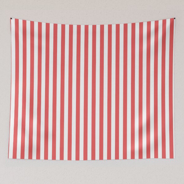 Item preview, Hot Coral Pink & White Classic Vertical Stripe Pattern designed and sold by BleuSky.