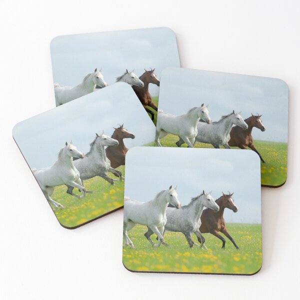 Item preview, beautiful arabian horses in the field of dandelions designed and sold by marusya1.