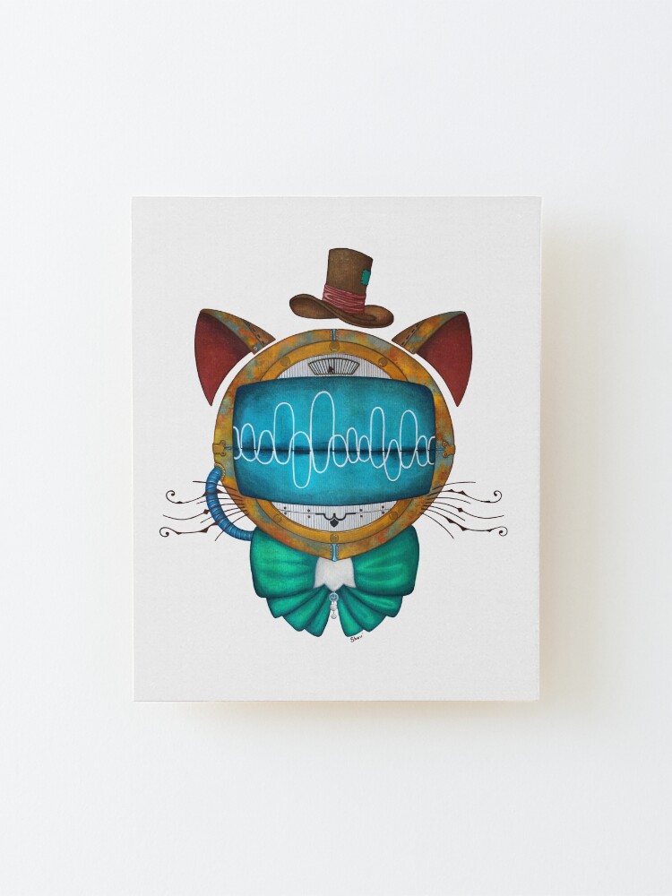 Alternate view of Shoupignon the robot-cat steampunk Mounted Print