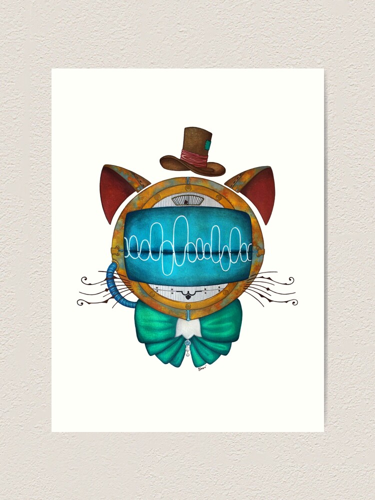 Alternate view of Shoupignon the robot-cat steampunk Art Print