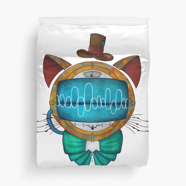 Shoupignon the robot-cat steampunk Duvet Cover