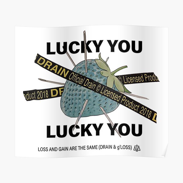 Bladee Drain Gang Lucky You Strawberry logo Poster