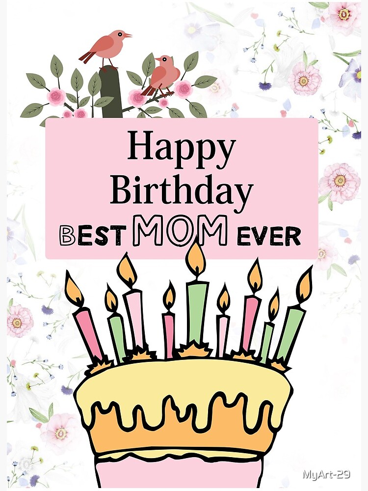 Printable Birthday Card for Best Mom, Happy Birthday Mom From Daughter,  Digital Birthday Card for Mom, Mother Birthday Greetings, 