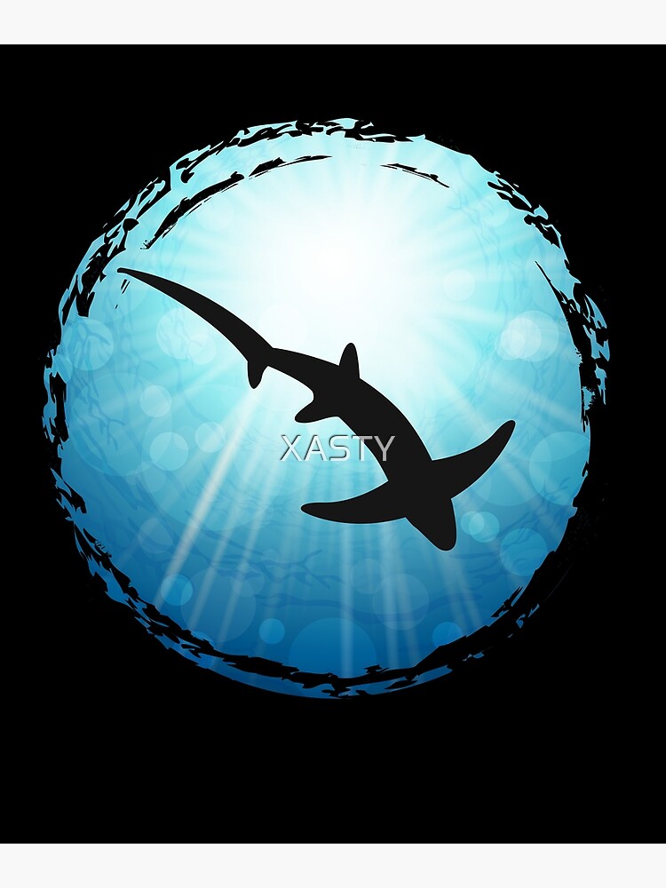 Disover Thresher Shark Diving Ocean Freediving Sea Apnea Dive Premium Matte Vertical Poster